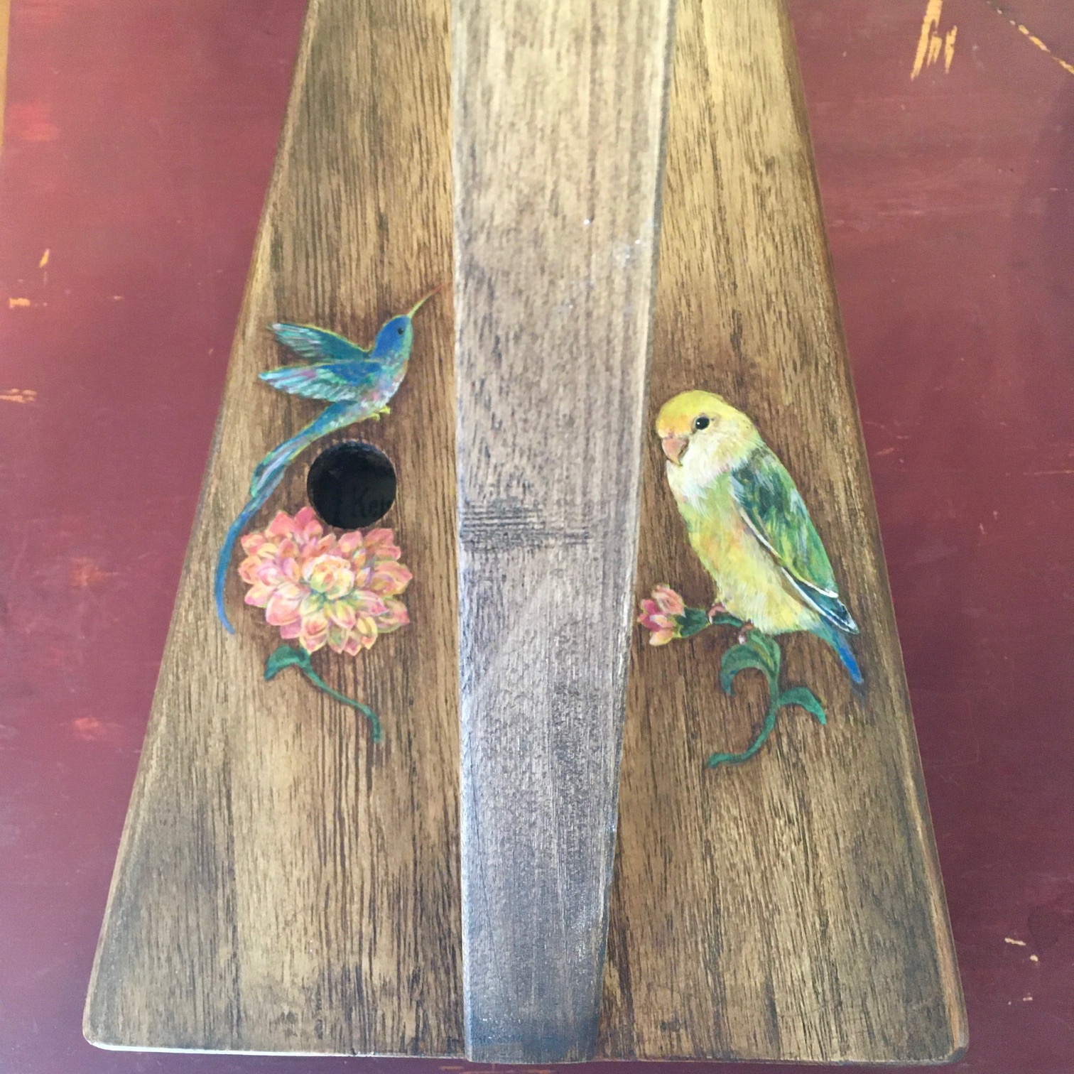 インコと青い鳥の絵付け