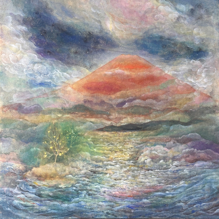 影の夢　神秘的な山と海を描いた幻想の風景