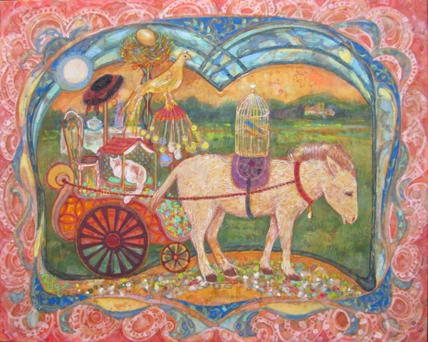 キャラバン　旅をする動物たち　絵本のような日本画