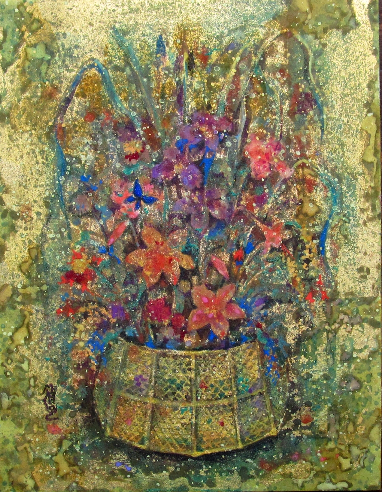 花籠を描いた日本画