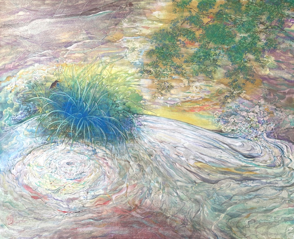 帷子川 水の流れを描いた日本画作品