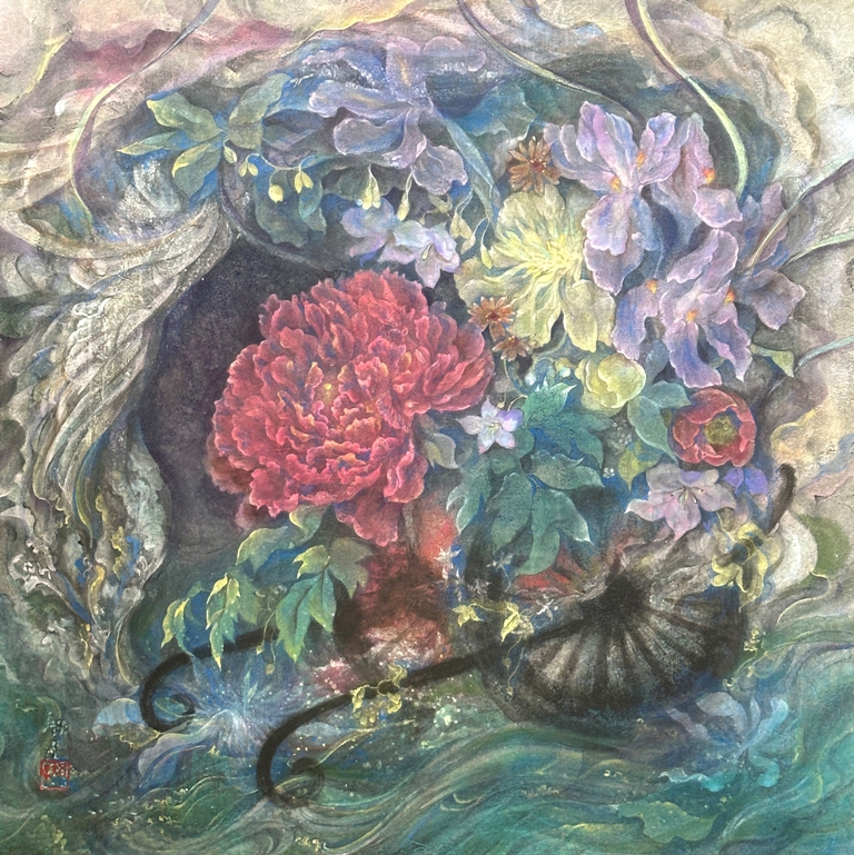 花車図 紙本著色
